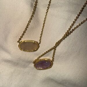 Kendra Scott Gold Necklace with Purple and crystal Pendants (sold together)